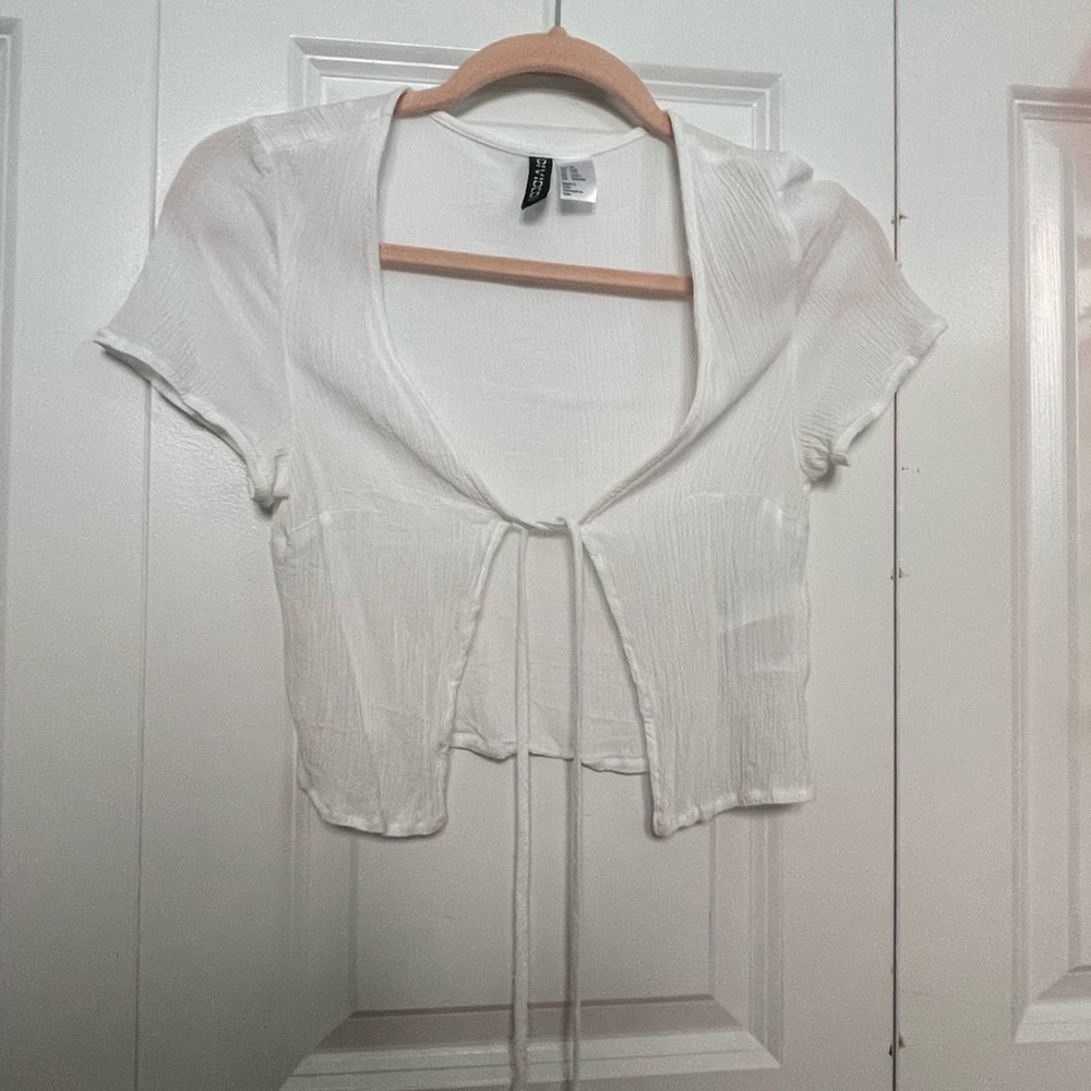 H&M white tie up top